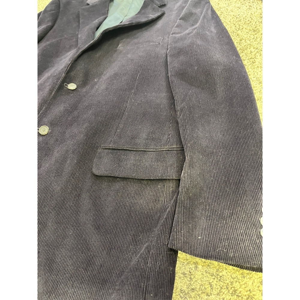 Lands End Mens 43 Reg Corduroy Blazer Navy Blue 2-Button Sport Coat Jacket - Picture 5 of 12